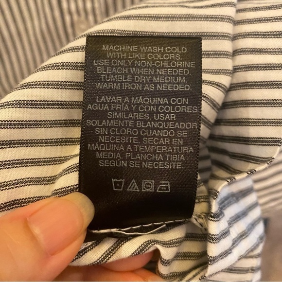 NORMAKAMALI Women Gray White Striped Buttoned Tie Waist Dress Size Large - Picture 9 of 9